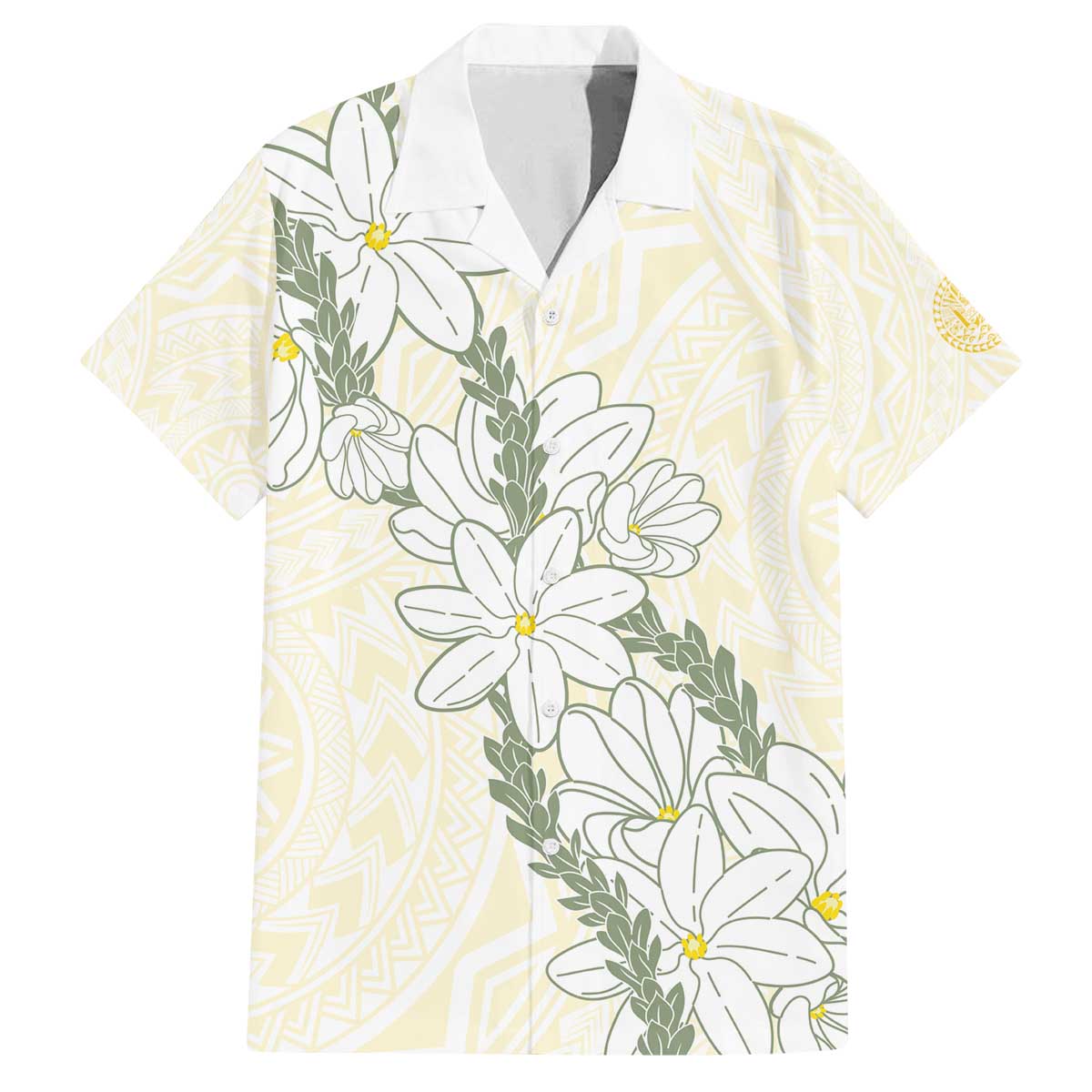 Ia Orana Tahiti Tiare Family Matching Off The Shoulder Long Sleeve Dress and Hawaiian Shirt Lemon Yellow Lei LT7 Dad's Shirt - Short Sleeve Lemon - Polynesian Pride