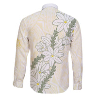 Ia Orana Tahiti Tiare Family Matching Off The Shoulder Long Sleeve Dress and Hawaiian Shirt Lemon Yellow Lei LT7 - Polynesian Pride