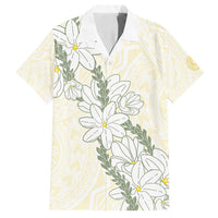 Ia Orana Tahiti Tiare Family Matching Off Shoulder Maxi Dress and Hawaiian Shirt Lemon Yellow Lei LT7 Dad's Shirt - Short Sleeve Lemon - Polynesian Pride