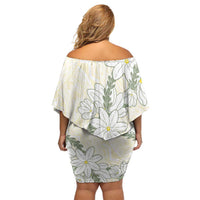 Ia Orana Tahiti Tiare Family Matching Off Shoulder Short Dress and Hawaiian Shirt Lemon Yellow Lei LT7 - Polynesian Pride