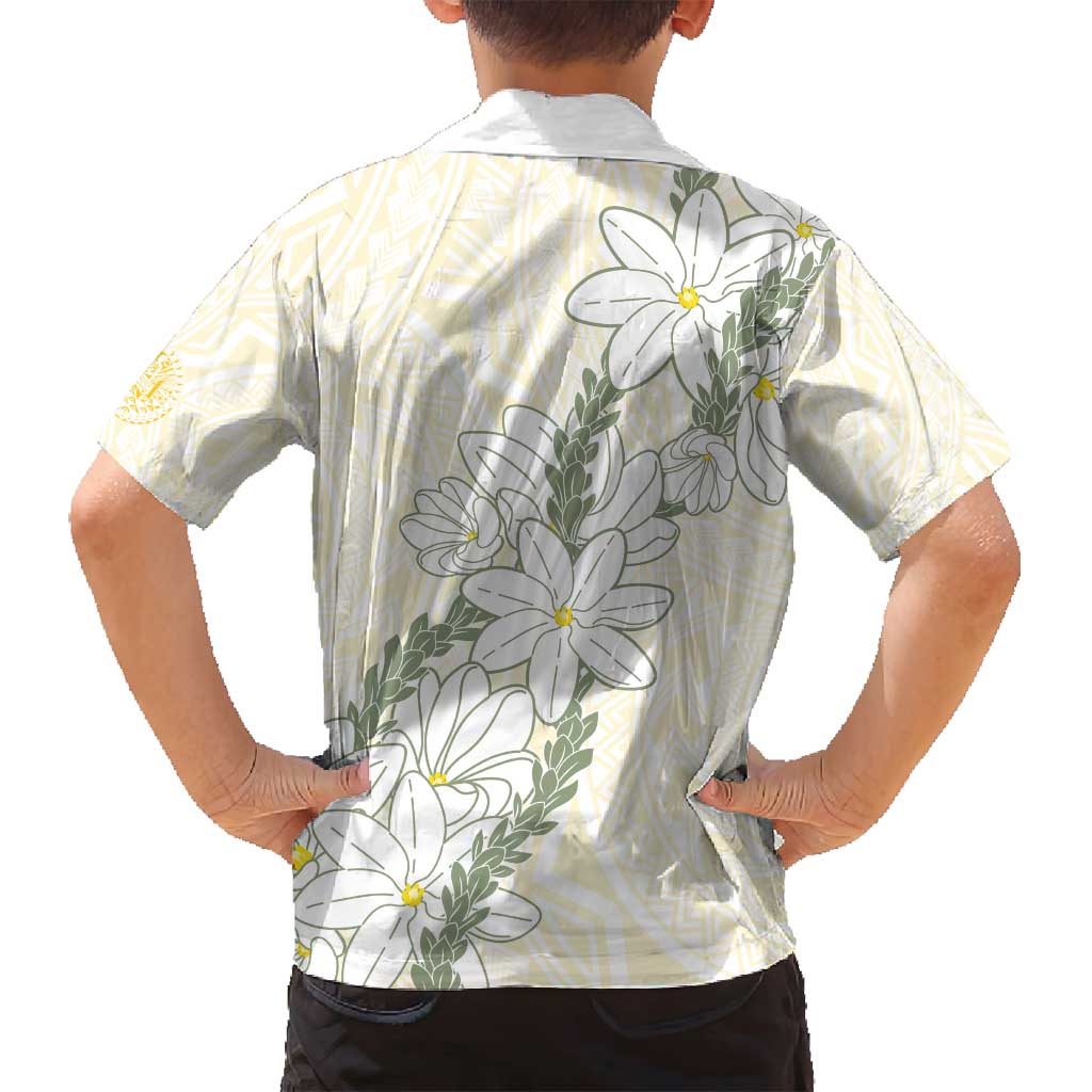 Ia Orana Tahiti Tiare Family Matching Puletasi and Hawaiian Shirt Lemon Yellow Lei LT7 - Polynesian Pride