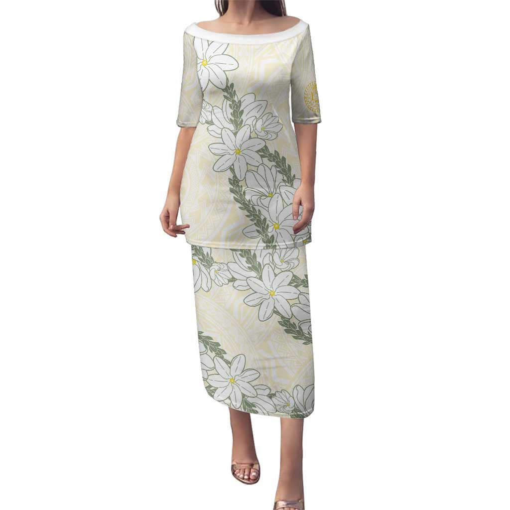 Ia Orana Tahiti Tiare Family Matching Puletasi and Hawaiian Shirt Lemon Yellow Lei LT7 Mom's Dress Lemon - Polynesian Pride
