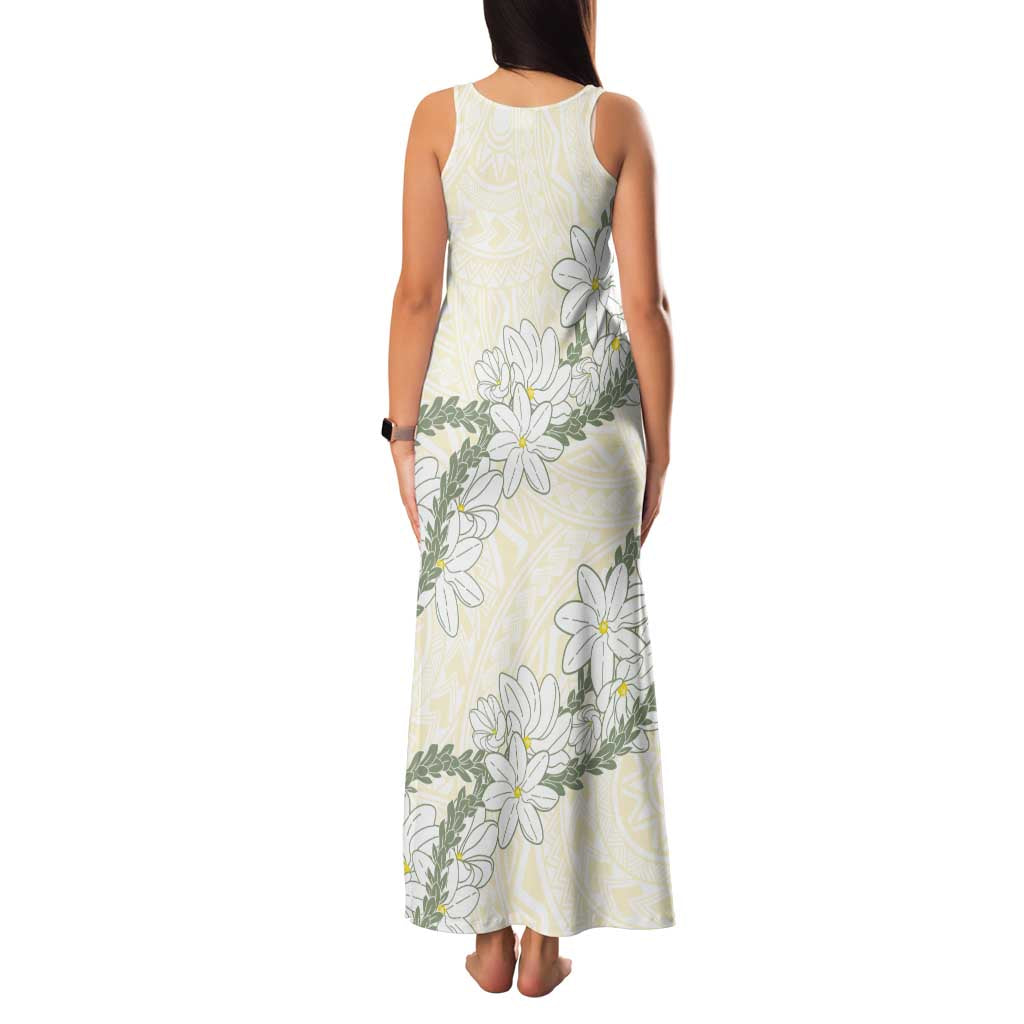 Ia Orana Tahiti Tiare Family Matching Tank Maxi Dress and Hawaiian Shirt Lemon Yellow Lei LT7 - Polynesian Pride