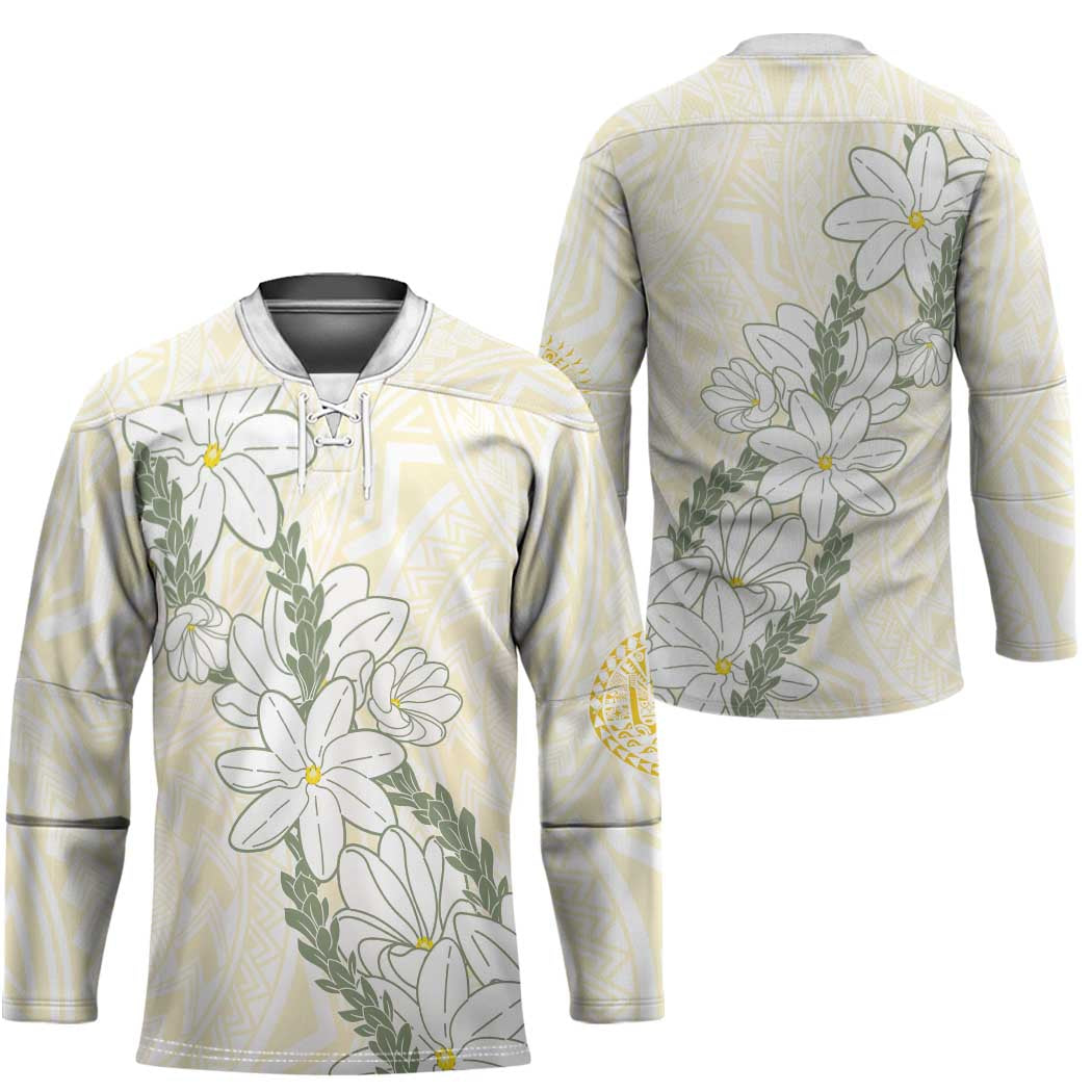 Ia Orana Tahiti Tiare Hockey Jersey Lemon Yellow Lei - Polynesian Pride