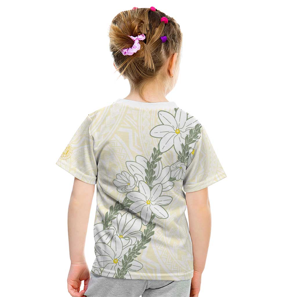 Ia Orana Tahiti Tiare Kid T Shirt Lemon Yellow Lei - Polynesian Pride