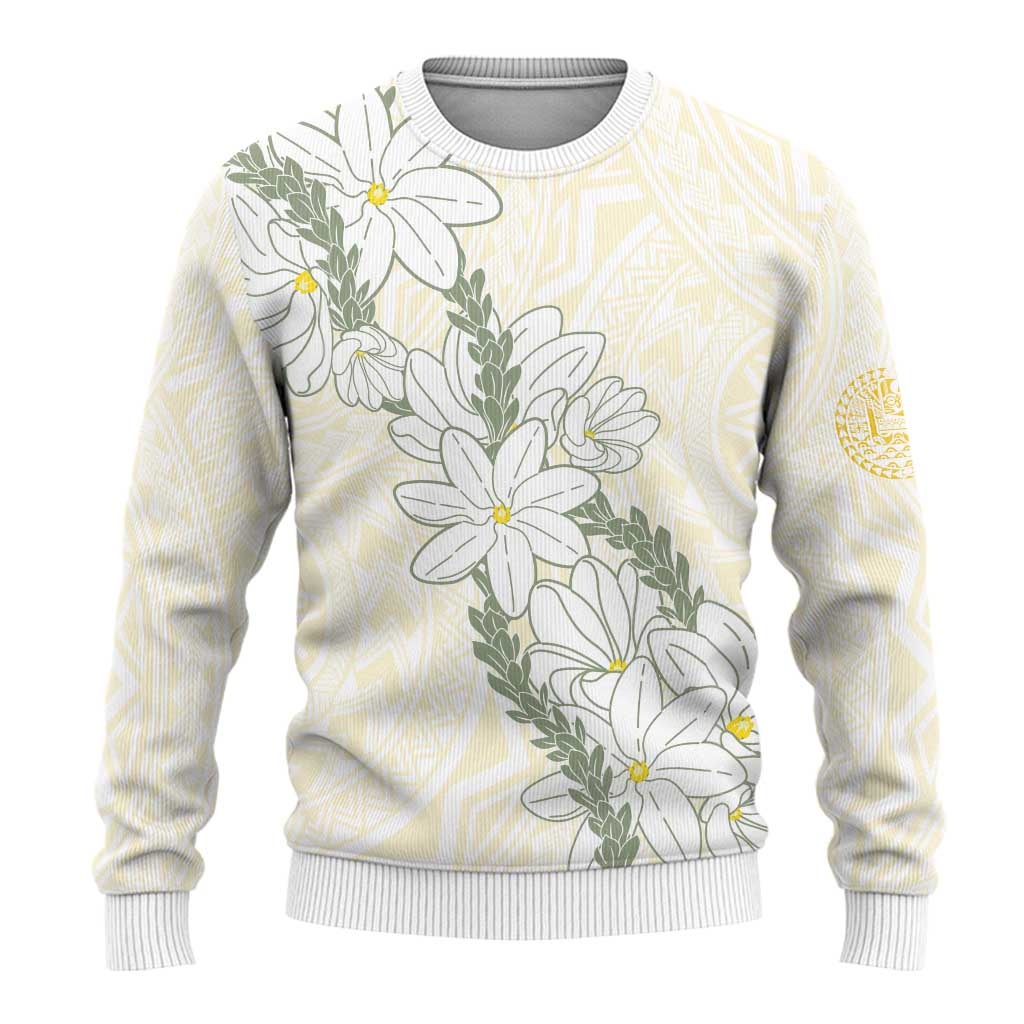 Ia Orana Tahiti Tiare Ugly Christmas Sweater Lemon Yellow Lei LT7 - Polynesian Pride
