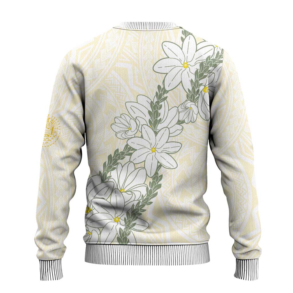 Ia Orana Tahiti Tiare Ugly Christmas Sweater Lemon Yellow Lei LT7 - Polynesian Pride