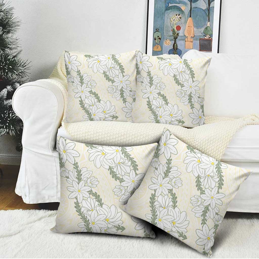 Ia Orana Tahiti Tiare Pillow Cover Lemon Yellow Lei - Polynesian Pride