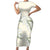Ia Orana Tahiti Tiare Short Sleeve Bodycon Dress Lemon Yellow Lei - Polynesian Pride
