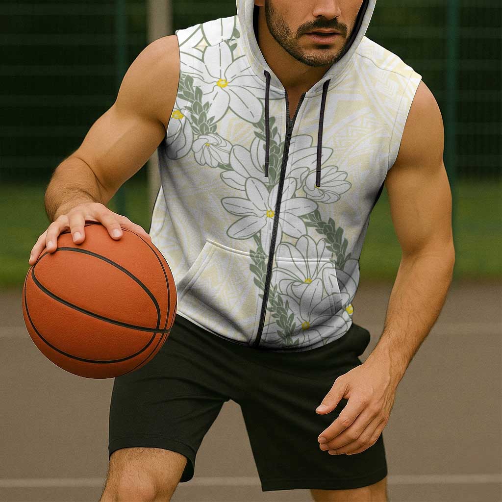 Ia Orana Tahiti Tiare Sleeveless Zip Hoodie Lemon Yellow Lei - Polynesian Pride