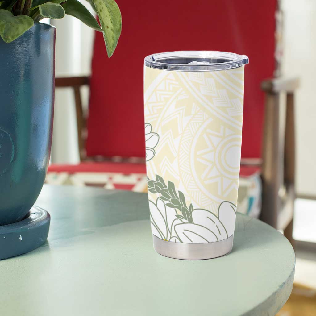 Ia Orana Tahiti Tiare Tumbler Cup Lemon Yellow Lei LT7 - Polynesian Pride