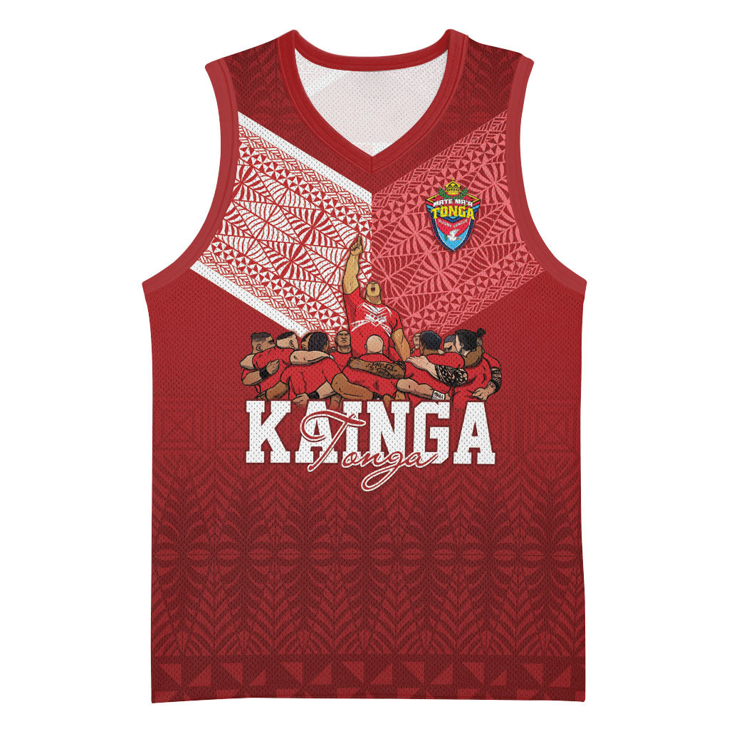 Mate Ma'a Tonga Custom Ngatu Basketball Jersey Kainga - Sipi Tau LT7 Unisex Red - Polynesian Pride