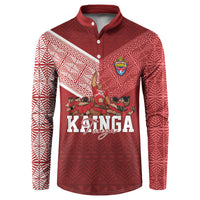 Mate Ma'a Tonga Custom Ngatu Button Sweatshirt Kainga - Sipi Tau LT7 Red - Polynesian Pride