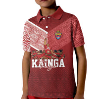 Mate Ma'a Tonga Custom Ngatu Kid Polo Shirt Kainga - Sipi Tau LT7 Kid Red - Polynesian Pride