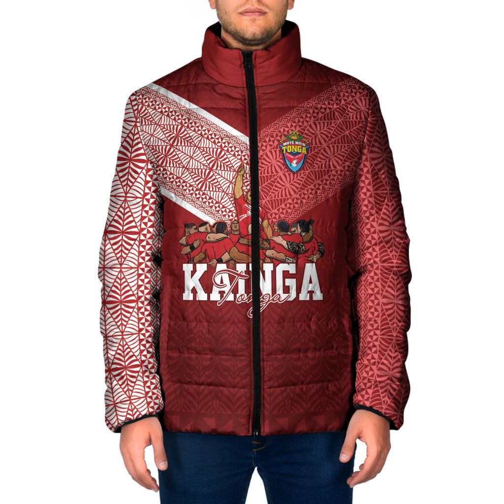 Mate Ma'a Tonga Custom Ngatu Padded Jacket Kainga - Sipi Tau LT7 Men Red - Polynesian Pride