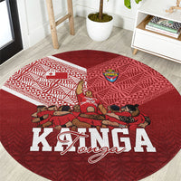 Mate Ma'a Tonga Ngatu Round Carpet Kainga - Sipi Tau LT7 Red - Polynesian Pride