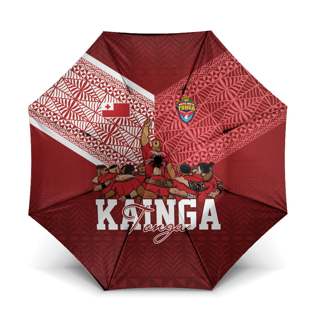 Mate Ma'a Tonga Ngatu Umbrella Kainga - Sipi Tau LT7 One Size Folded 11.42 inch Opened Diameter 37.4 inch Red - Polynesian Pride