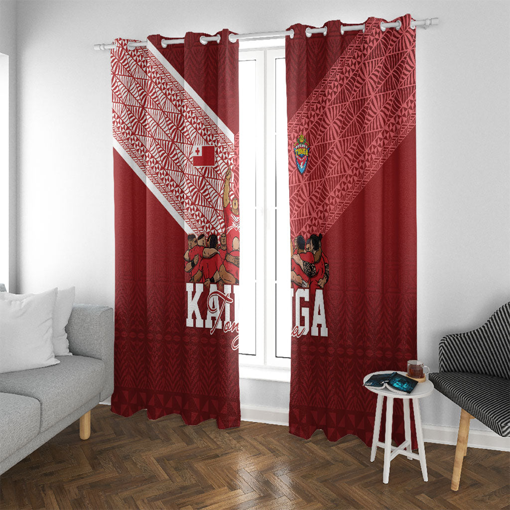 Mate Ma'a Tonga Ngatu Window Curtain Kainga - Sipi Tau LT7 With Grommets Red - Polynesian Pride