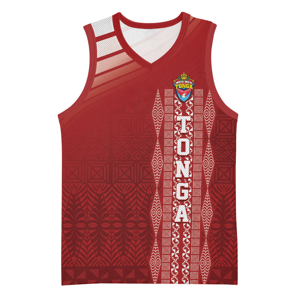 Mate Ma'a Tonga Custom Basketball Jersey Basic Ngatu Kupesi Motif LT7 Unisex Red - Polynesian Pride