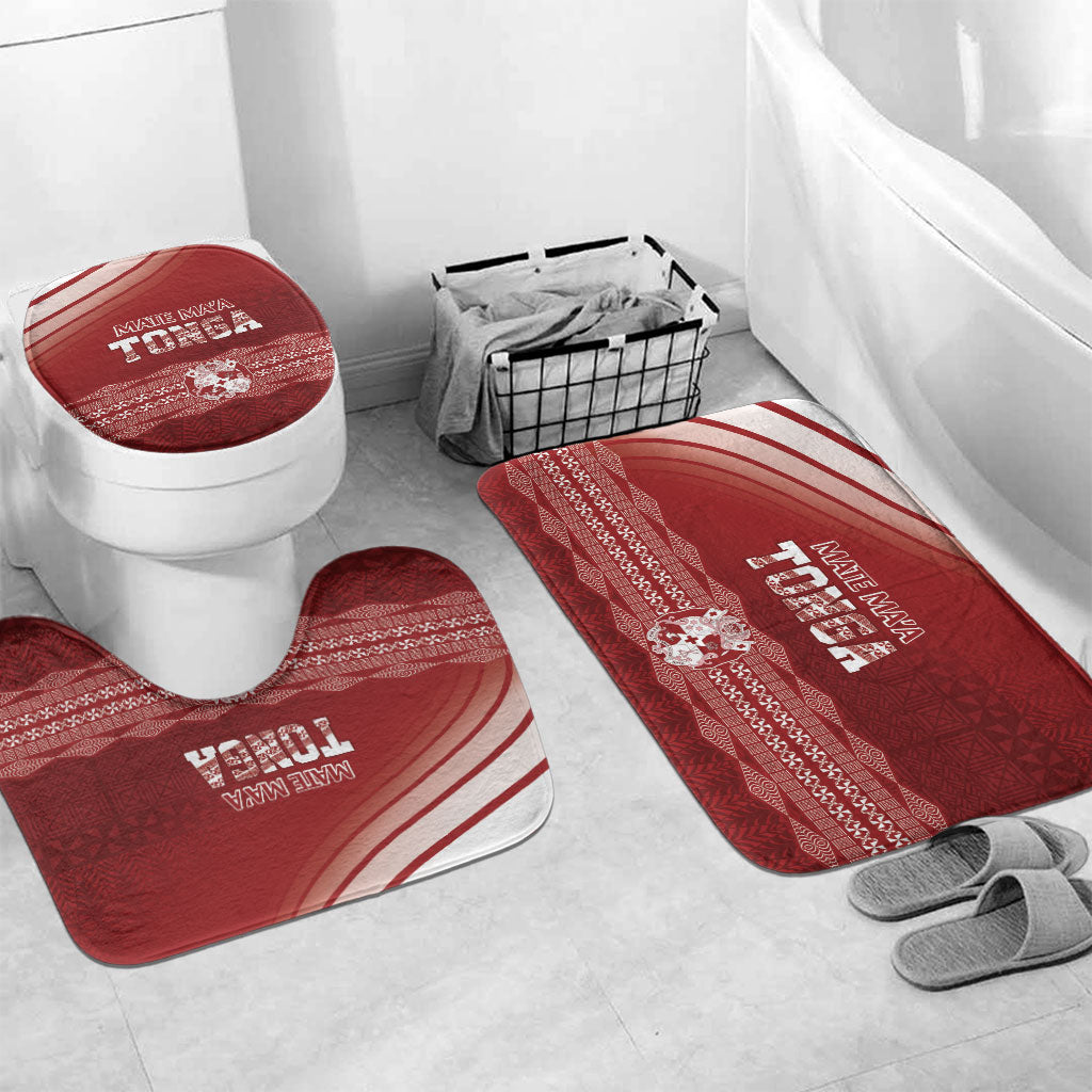 Mate Ma'a Tonga Bathroom Set Basic Ngatu Kupesi Motif LT7 Mat Set Only (3 pcs) One Size Red - Polynesian Pride