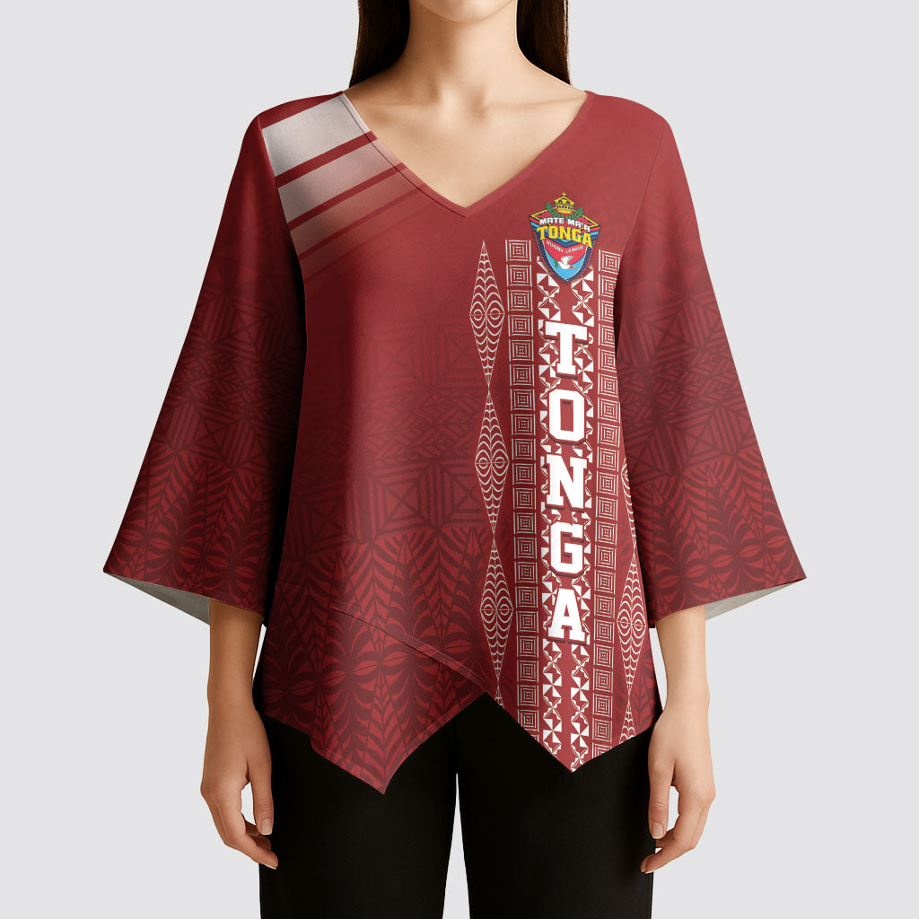 Mate Ma'a Tonga Custom Kimono Sleeve Blouse Basic Ngatu Kupesi Motif LT7 - Polynesian Pride