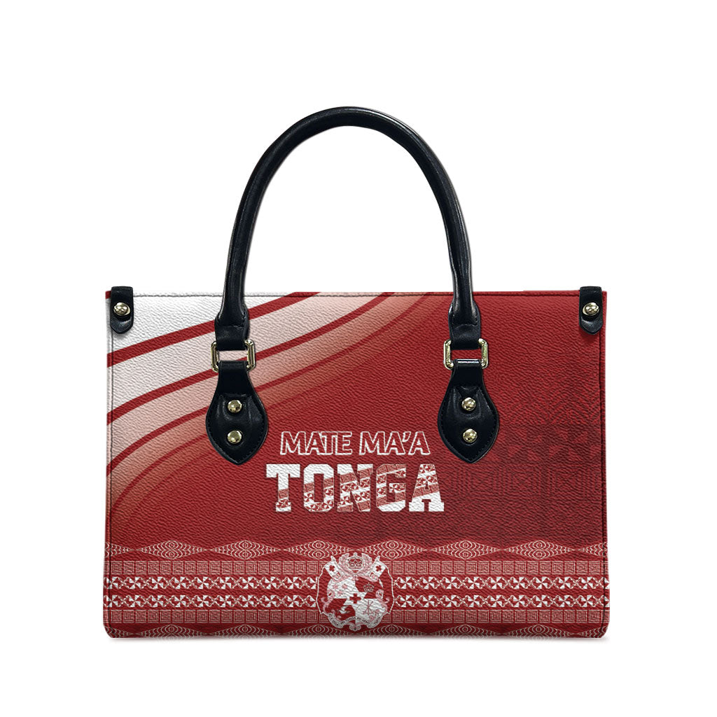 Mate Ma'a Tonga Leather Bag Basic Ngatu Kupesi Motif LT7 - Polynesian Pride