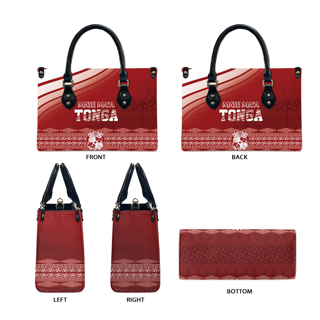Mate Ma'a Tonga Leather Bag Basic Ngatu Kupesi Motif LT7 - Polynesian Pride