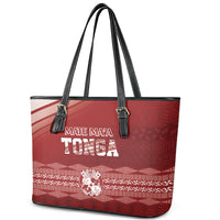 Mate Ma'a Tonga Leather Tote Bag Basic Ngatu Kupesi Motif LT7 - Polynesian Pride