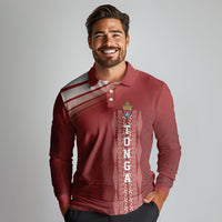 Mate Ma'a Tonga Custom Long Sleeve Polo Shirt Basic Ngatu Kupesi Motif LT7 - Polynesian Pride