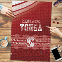 Mate Ma'a Tonga Puzzle Basic Ngatu Kupesi Motif LT7 Red - Polynesian Pride