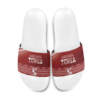 Mate Ma'a Tonga Slide Sandals Basic Ngatu Kupesi Motif LT7 Red - Polynesian Pride