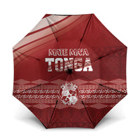 Mate Ma'a Tonga Umbrella Basic Ngatu Kupesi Motif LT7 One Size Folded 11.42 inch Opened Diameter 37.4 inch Red - Polynesian Pride