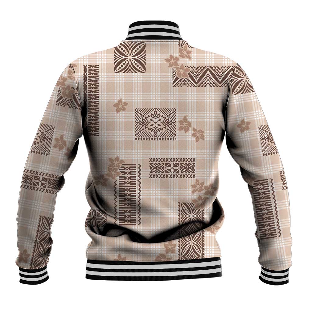Hawaiian Quilt Tapa On Beige Palaka Motifs Baseball Jacket LT7 - Polynesian Pride