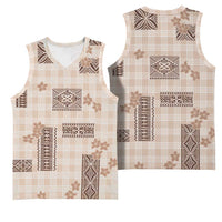 Hawaiian Quilt Tapa On Beige Palaka Motifs Basketball Jersey