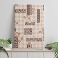 Hawaiian Quilt Tapa On Beige Palaka Motifs Canvas Wall Art