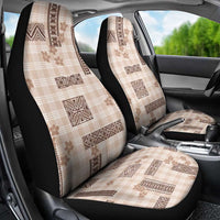 Hawaiian Quilt Tapa On Beige Palaka Motifs Car Seat Cover