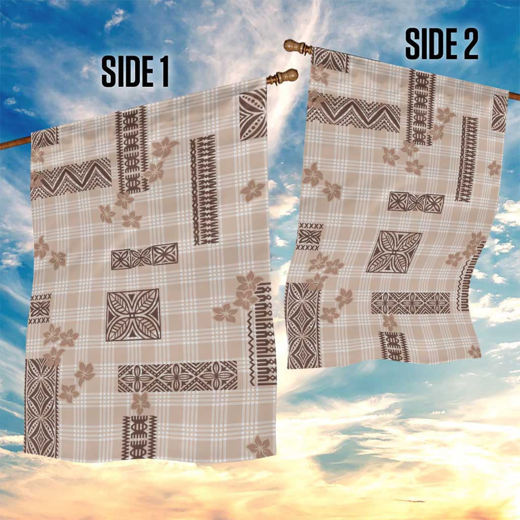 Hawaiian Quilt Tapa On Beige Palaka Motifs Garden Flag