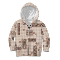 Hawaiian Quilt Tapa On Beige Palaka Motifs Kid Hoodie