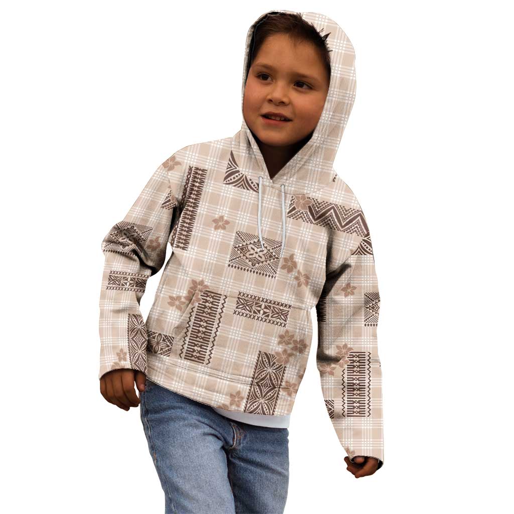 Hawaiian Quilt Tapa On Beige Palaka Motifs Kid Hoodie