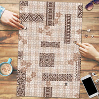 Hawaiian Quilt Tapa On Beige Palaka Motifs Puzzle LT7 Beige - Polynesian Pride