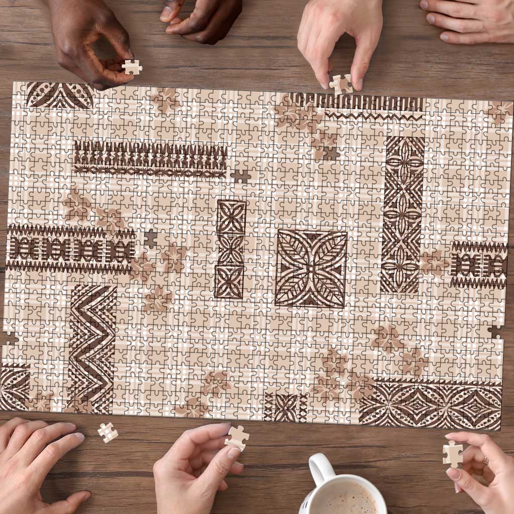 Hawaiian Quilt Tapa On Beige Palaka Motifs Puzzle LT7 - Polynesian Pride