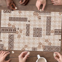 Hawaiian Quilt Tapa On Beige Palaka Motifs Puzzle LT7 - Polynesian Pride