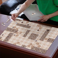 Hawaiian Quilt Tapa On Beige Palaka Motifs Puzzle LT7 - Polynesian Pride