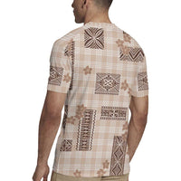 Hawaiian Quilt Tapa On Beige Palaka Motifs Rugby Jersey