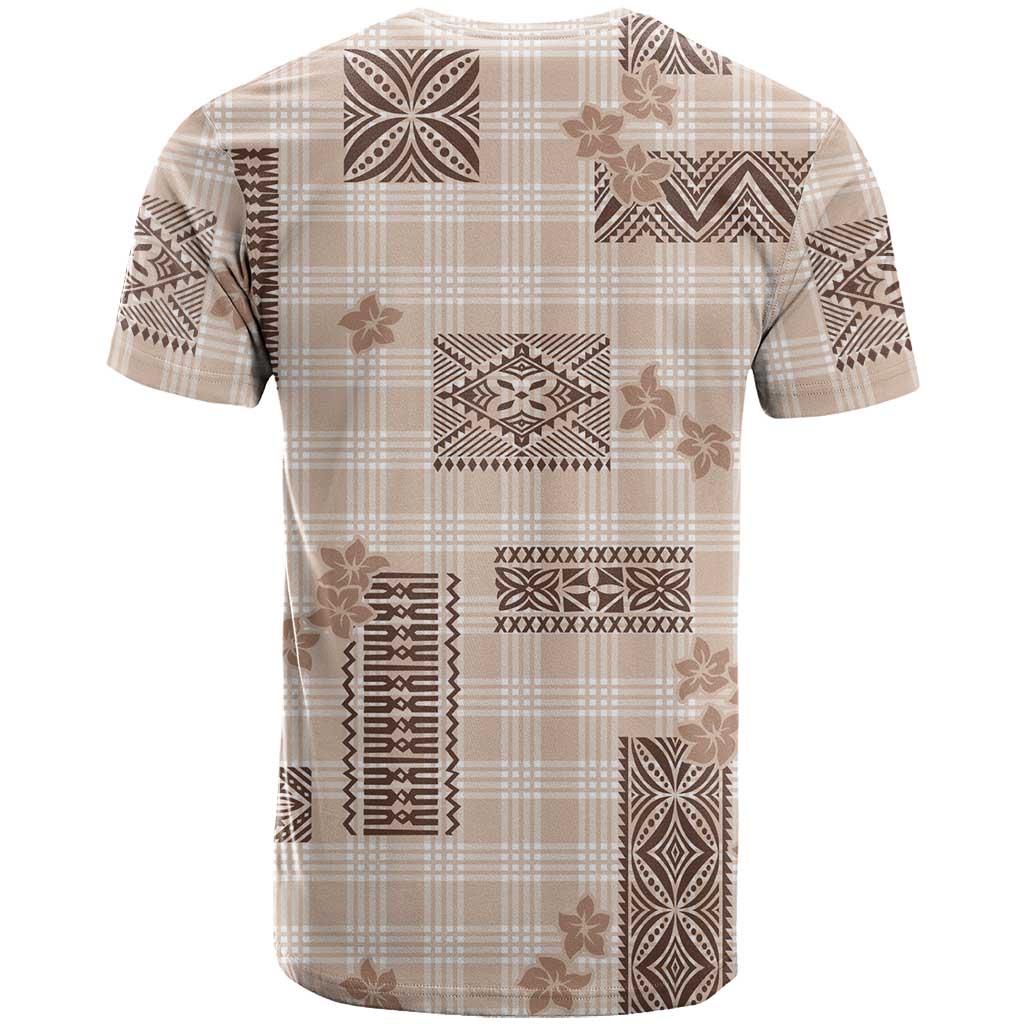 Hawaiian Quilt Tapa On Beige Palaka Motifs T Shirt