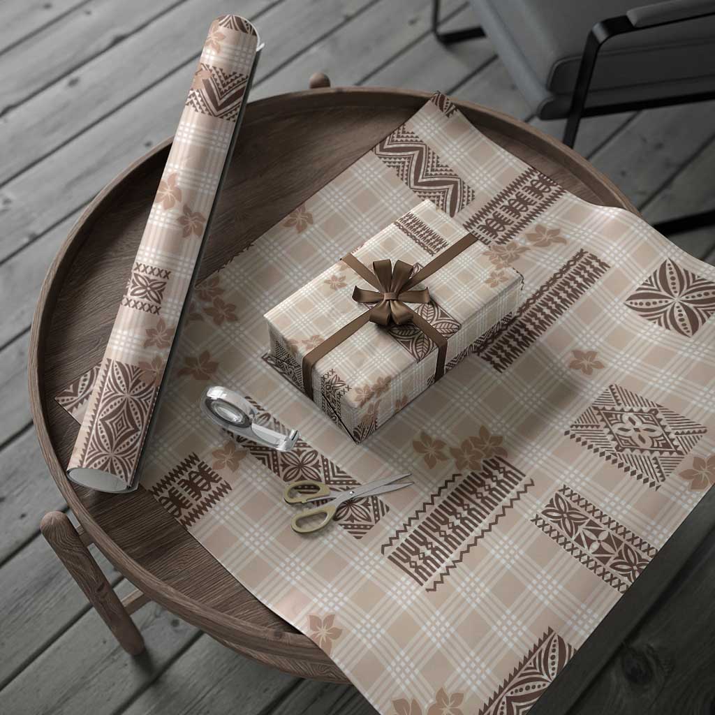Hawaiian Quilt Tapa On Beige Palaka Motifs Wrapping Paper