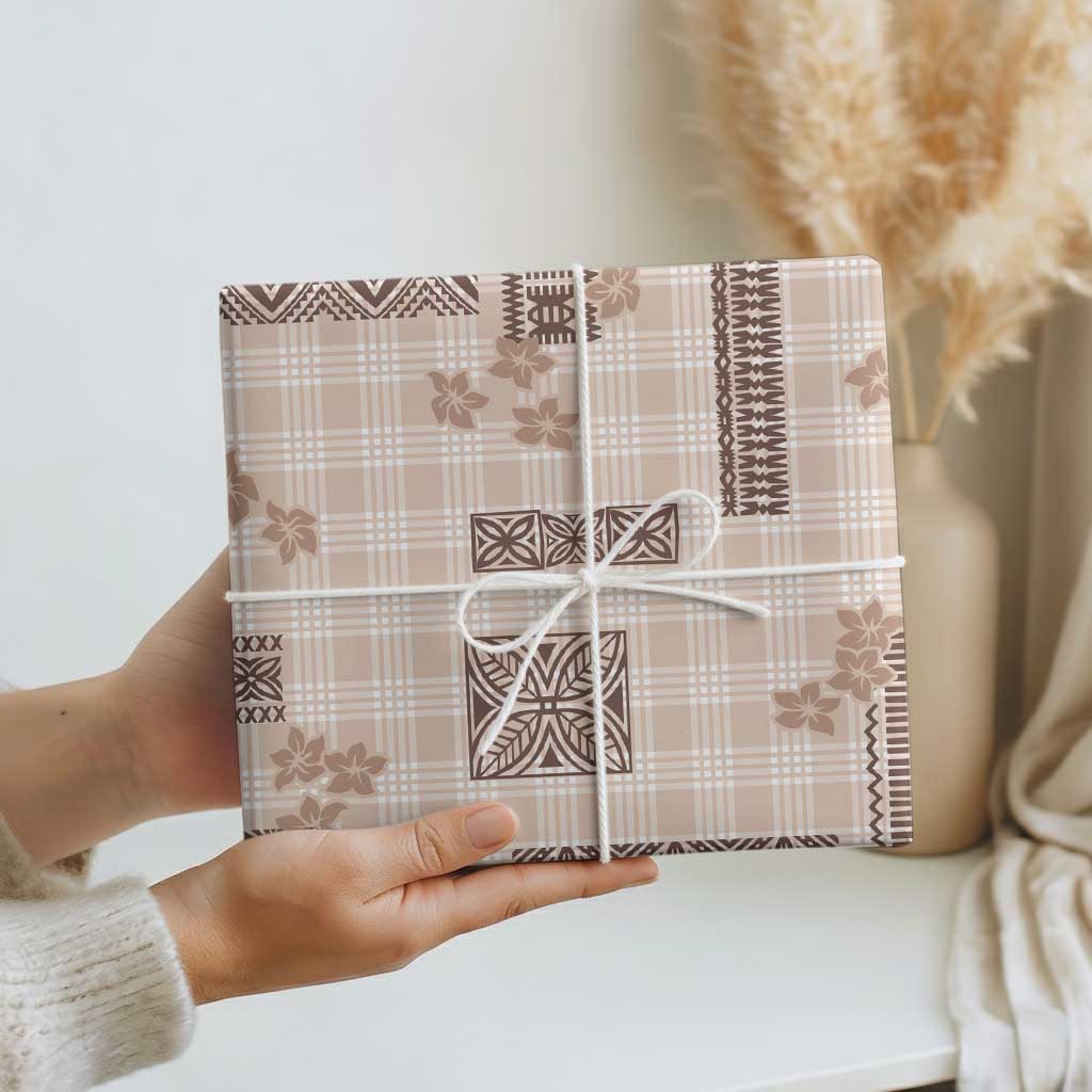 Hawaiian Quilt Tapa On Beige Palaka Motifs Wrapping Paper
