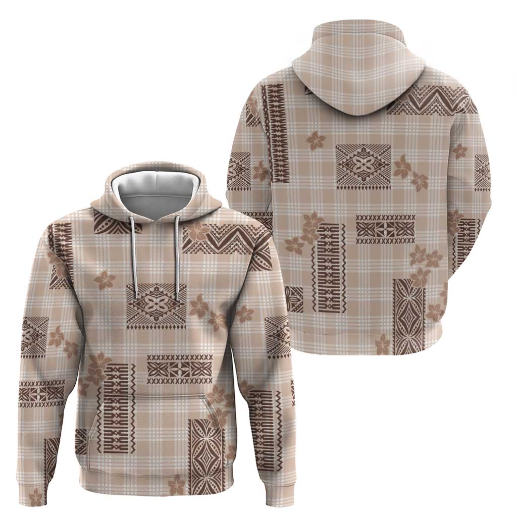 Hawaiian Quilt Tapa On Beige Palaka Motifs Zip Hoodie