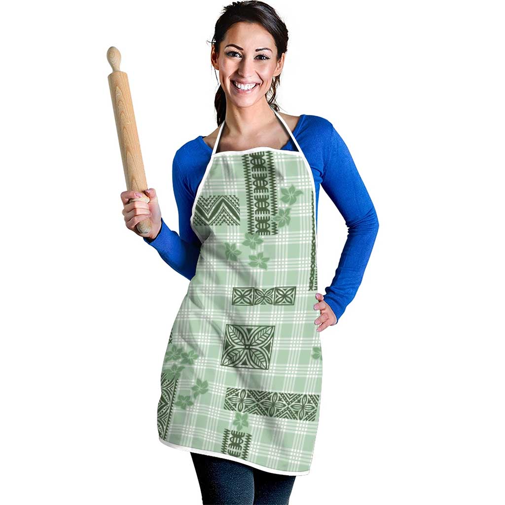 Hawaiian Quilt Tapa On Pastel Mint Palaka Motifs Apron
