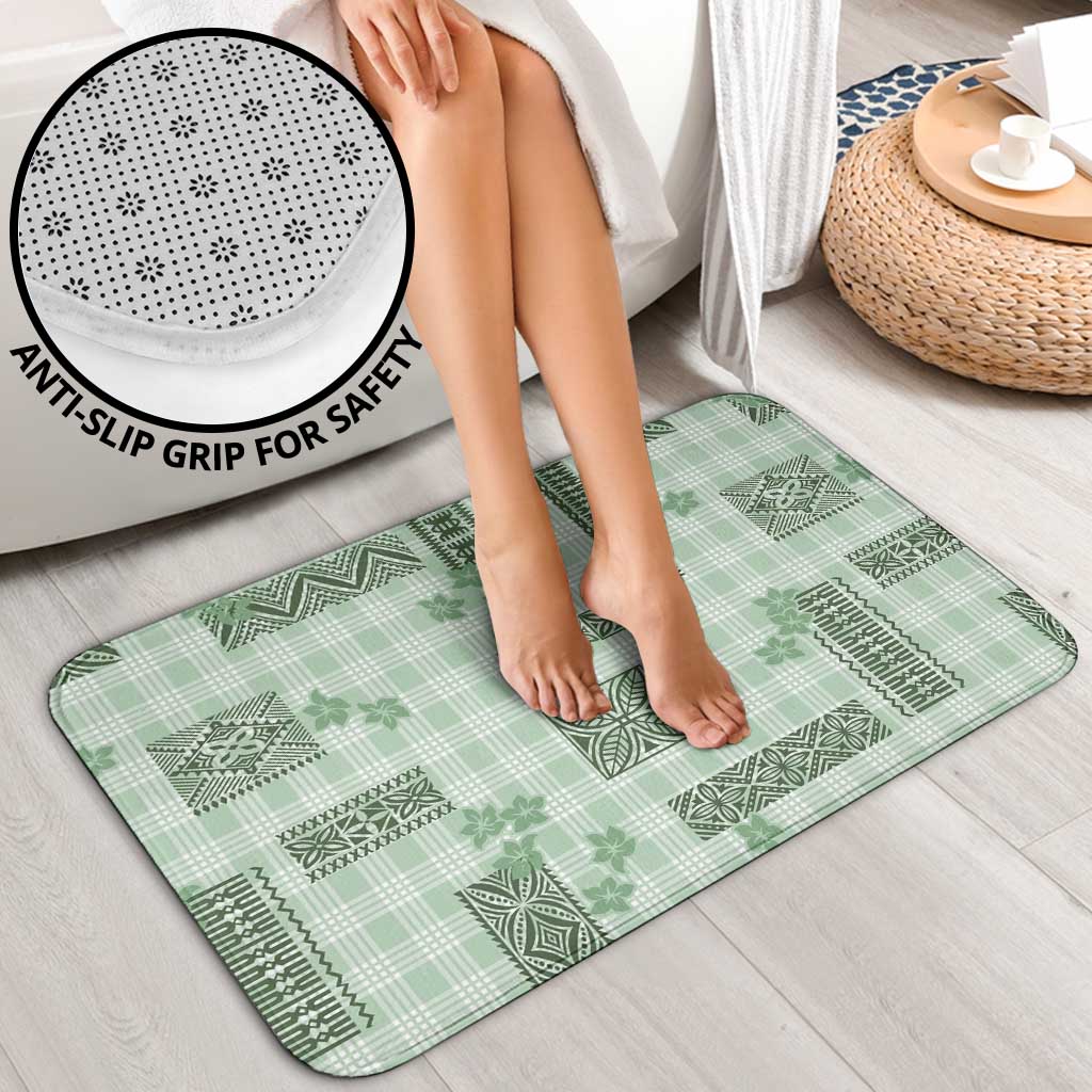Hawaiian Quilt Tapa On Pastel Mint Palaka Motifs Bathroom Set